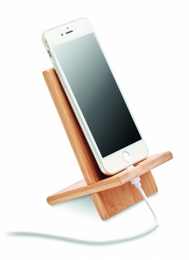 Logo trade corporate gift photo of: Bamboo phone stand/ holder WHIPPY