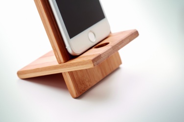 Logo trade corporate gift photo of: Bamboo phone stand/ holder WHIPPY