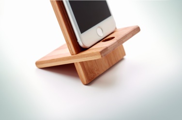 Logotrade promotional product picture of: Bamboo phone stand/ holder WHIPPY