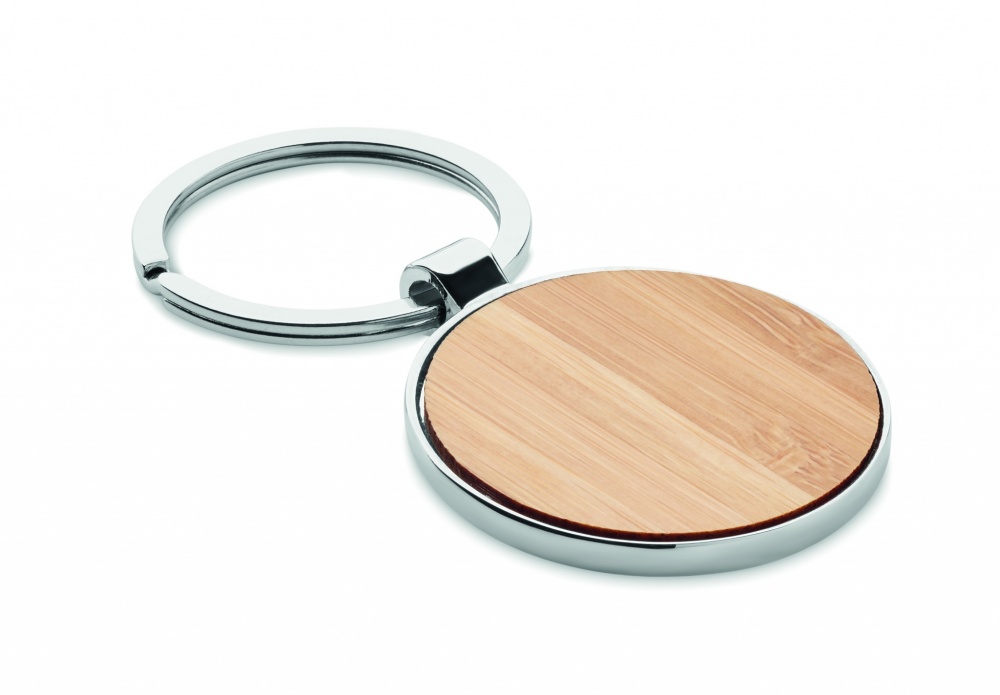 Logotrade advertising products photo of: Round key ring metal bamboo Dobele