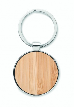 Logo trade corporate gift photo of: Round key ring metal bamboo Dobele