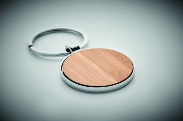 Logotrade promotional merchandise photo of: Round key ring metal bamboo Dobele