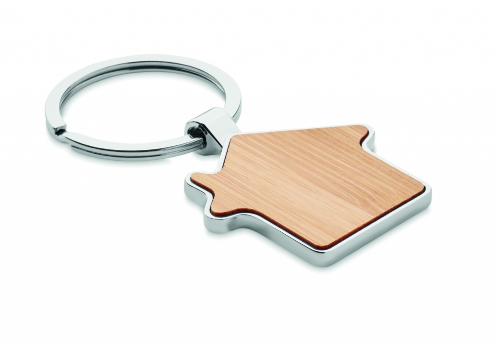 Logotrade promotional product picture of: House key ring metal bamboo NORDIC