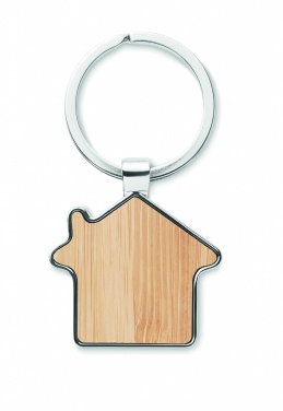 Logotrade promotional products photo of: House key ring metal bamboo NORDIC