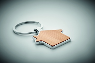 Logo trade advertising products picture of: House key ring metal bamboo NORDIC