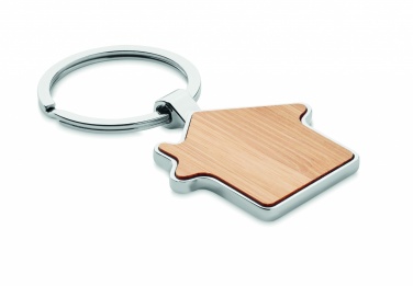 Logotrade promotional merchandise picture of: House key ring metal bamboo NORDIC