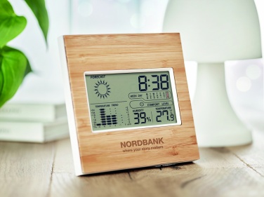 Logotrade advertising product image of: Weather station bamboo front TURKU