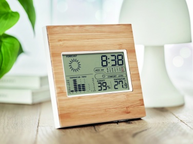 Logo trade promotional merchandise picture of: Weather station bamboo front