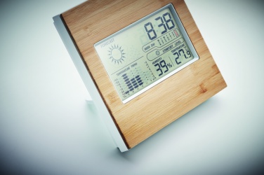 Logo trade business gifts image of: Weather station bamboo front TURKU