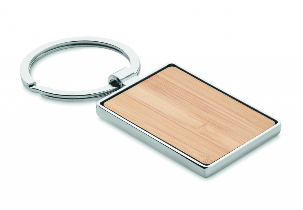 Logo trade business gift photo of: Rectangular key ring bamboo WEST