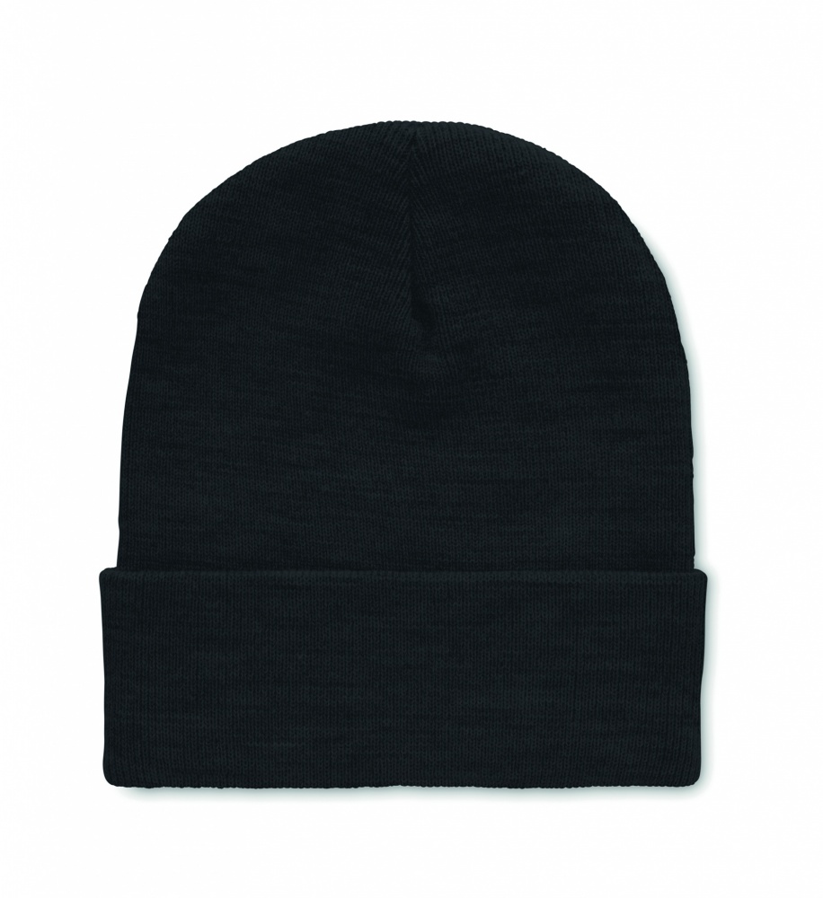 Logo trade promotional gifts image of: Beanie in RPET with cuff