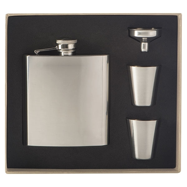 Logo trade promotional giveaways picture of: Hip flask with 2 shot glasses SANDVIKEN 170 ml