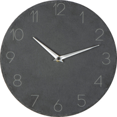 Logo trade corporate gifts image of: Slate wall clock GRAZ