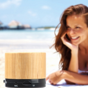 Logo trade promotional merchandise photo of: Bamboo bluetooth speaker FLEEDWOOD