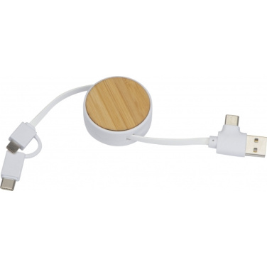 Logotrade promotional gift image of: Bamboo charging cable GRONINGEN