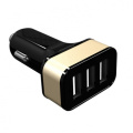 Car Charger with 3 USB ports, black