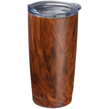 Logotrade promotional merchandise picture of: Stainless steel mug with wooden look COSTA RICA 550 ml