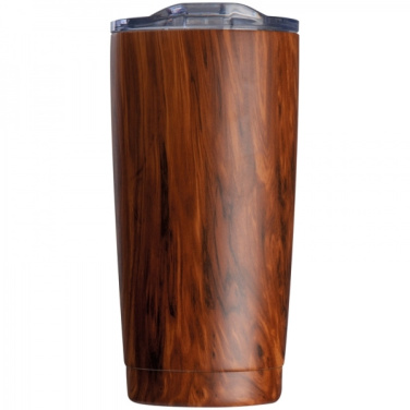 Logotrade promotional product picture of: Stainless steel mug with wooden look COSTA RICA 550 ml