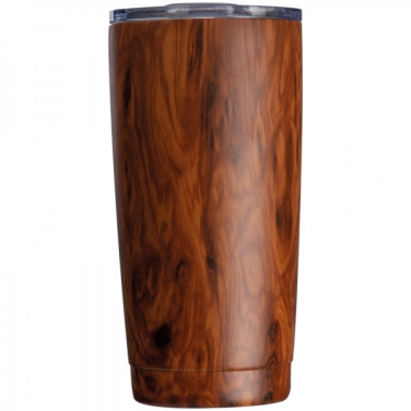 Logo trade advertising products image of: Stainless steel mug with wooden look COSTA RICA 550 ml