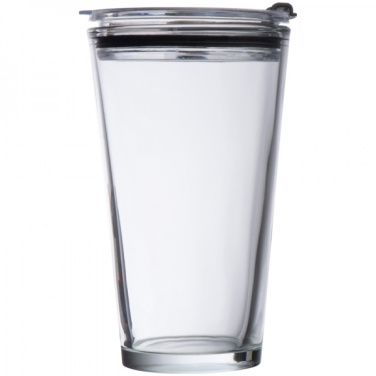 Logo trade promotional merchandise image of: Glass mug with lid WATTENSCHEID 400 ml