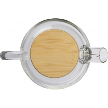 Logotrade corporate gift image of: Glass jug with bamboo lid FRANKFURT 1000ml