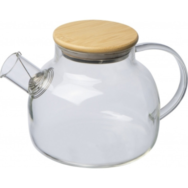 Logotrade promotional giveaway image of: Glass jug with bamboo lid FRANKFURT 1000ml