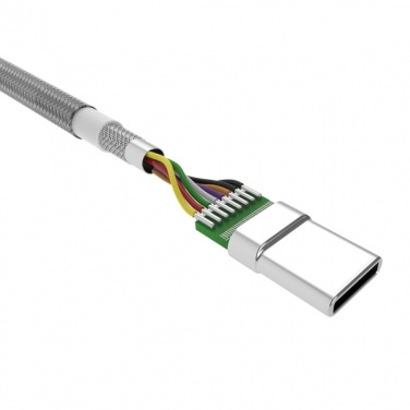 Logo trade promotional giveaways image of: Nylon data transfer cable LK30 Type - C Quick Charge 3.0