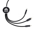 3in1 long cable with elighted logo for engraving, W201TG, black