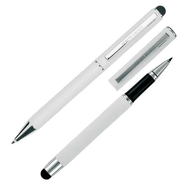 Logo trade promotional gifts picture of: Writing set ballpoint pen & roller soft touch CLAUDIE