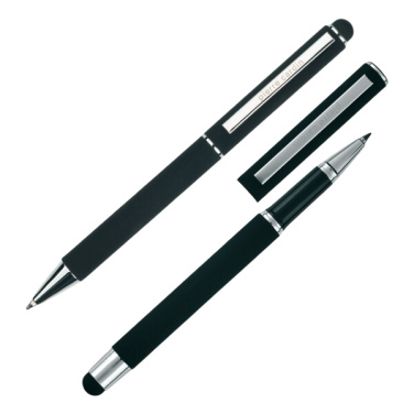 Logotrade promotional product picture of: Writing set ballpoint pen & roller soft touch CLAUDIE