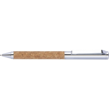 Logo trade promotional giveaways image of: Twist-ballpen metal and cork LILLEHAMMER