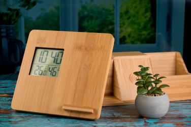 Logo trade business gift photo of: Bamboo weather station GRANADA