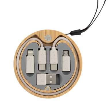 Logo trade corporate gifts picture of: 4in1 cable in wooden case, LH-ZM01