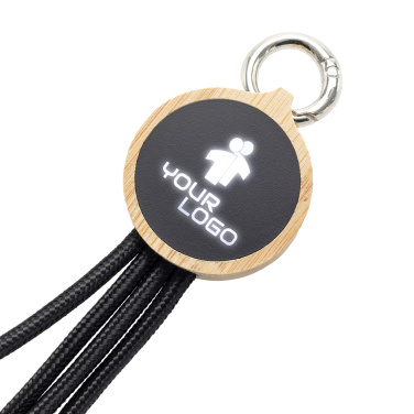 Logo trade corporate gifts picture of: 4-in-1 cable with elighted logo in a wooden casing, LH-ZMU05