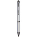 Curvy ballpoint pen with frosted barrel and grip, White