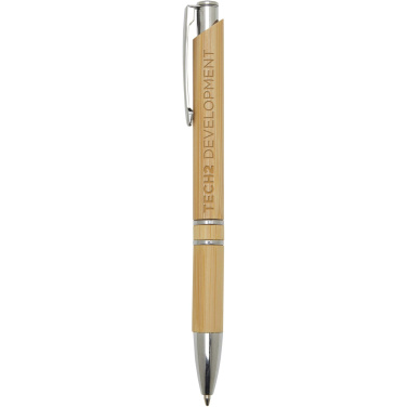 Logo trade advertising products image of: Wicker bamboo ballpoint pen