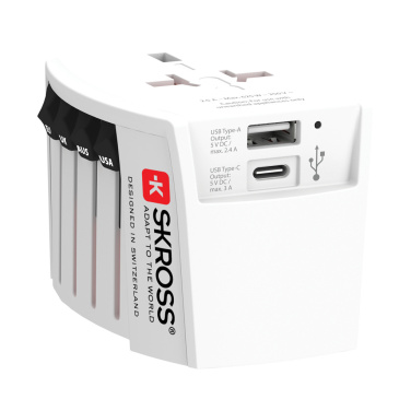 Logo trade advertising products image of: SKROSS World Travel Adapter MUV 2-pole with USB A and C