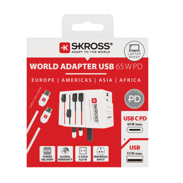 Logotrade promotional merchandise picture of: SKROSS World Travel Adapter MUV 65W PD with USB C Cable