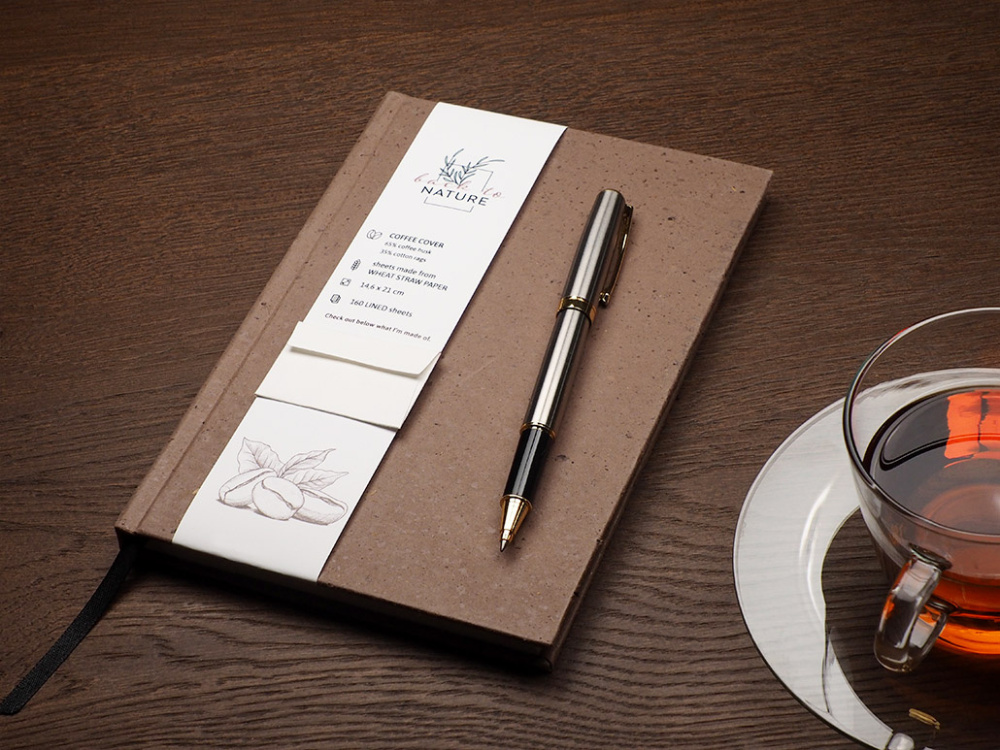 Logo trade promotional items image of: Recycled Coffee Notebook 209733900