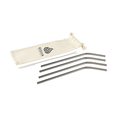 Logotrade advertising products photo of: ECO RVS 4 pieces ECO Straw Set stainless-steel straws