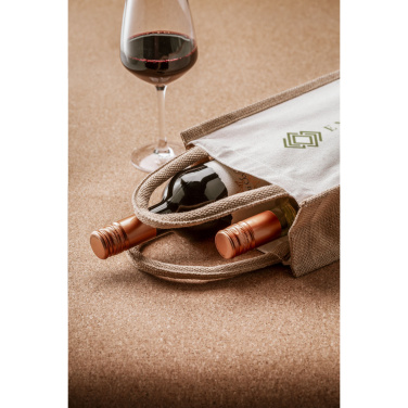 Logotrade promotional giveaway picture of: Jute Canvas Double Wine Bag