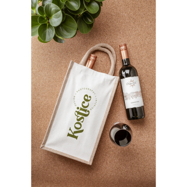 Logo trade promotional gift photo of: Jute Canvas Double Wine Bag