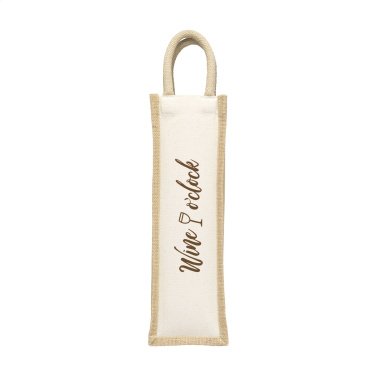 Logo trade promotional giveaways image of: Jute Canvas Wine Bag