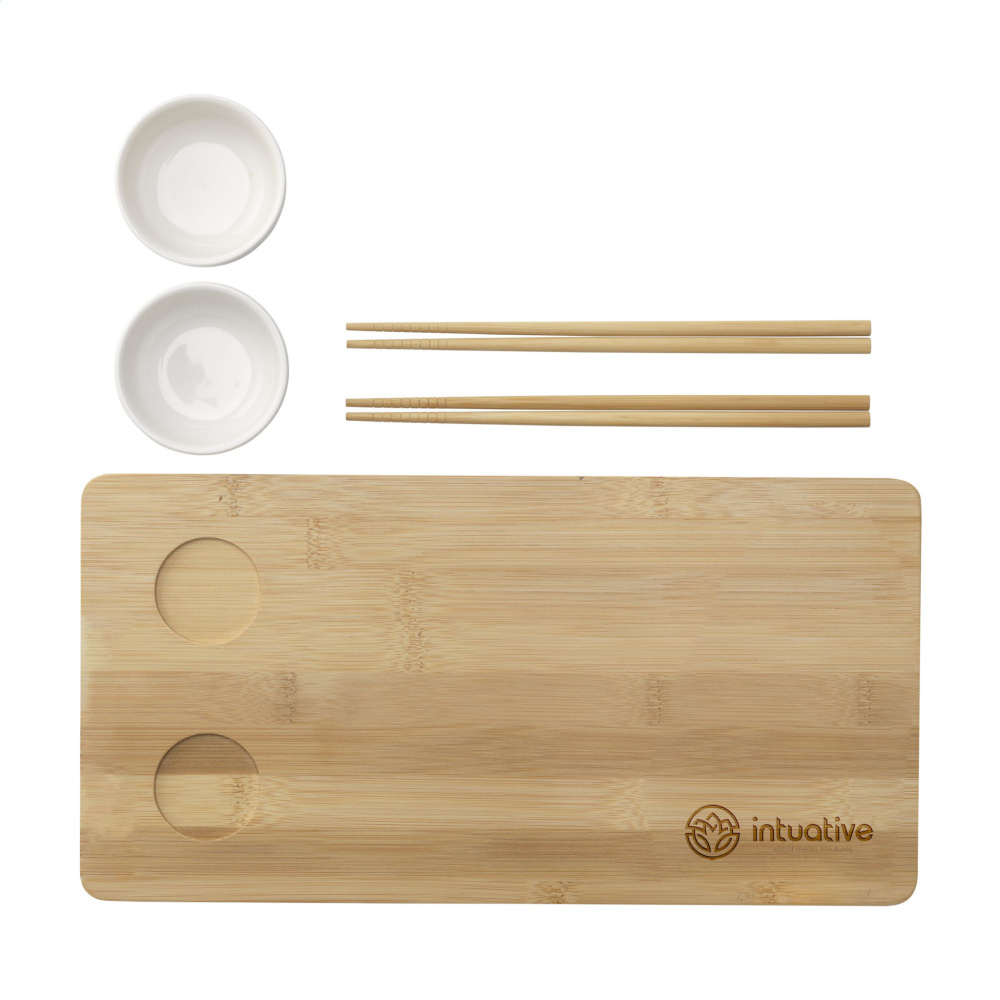 Logo trade promotional items image of: Temaki Bamboo Sushi Tray gift set