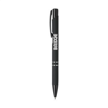 Logo trade promotional item photo of: Ebony Rubberised pen