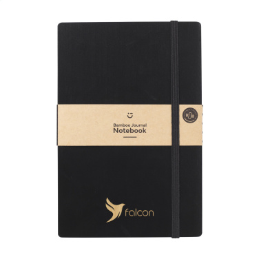 Logo trade advertising products picture of: Bamboo Journal Naked Spine Paper Notebook Black A5