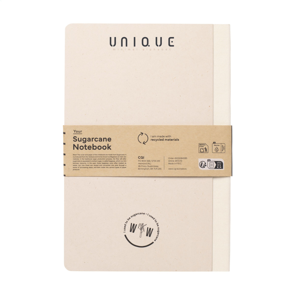 Logo trade advertising product photo of: Sugarcane Paper Notebook A5