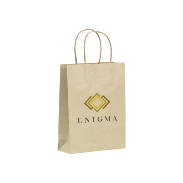 Logo trade promotional merchandise picture of: Leaf It Bag recycled grass paper (120 g/m²) M