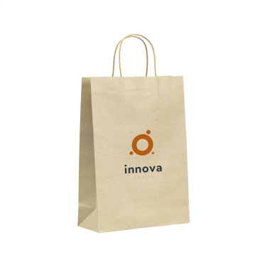 Logo trade business gifts image of: Leaf It Bag recycled grass paper (120 g/m²) L