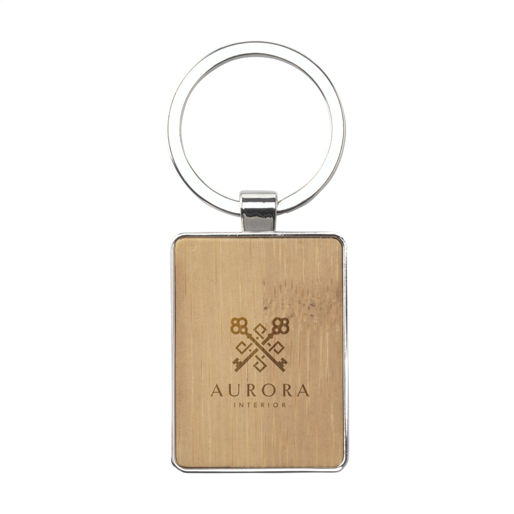 Logo trade business gifts image of: Bamboo Key Rectangle keyring